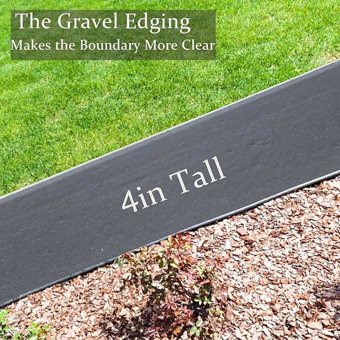 33FT Landscape Edging, 4in Tall Garden Edging Border with 50pcs Stakes Straight Top Edging for Yard Garden DIY Flower Beds Sidewalks Paver Edging, Grey