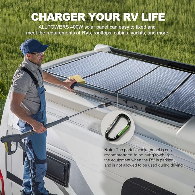 ALLPOWERS SP037 400W Portable Solar Panel, 23% Efficient IP66 Waterproof Foldable for RV Camping Home & 12V Systems, Compact Power Solution