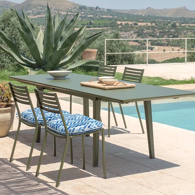 DYTXIII Set of 4 Outdoor Chair Cushions with Ties,Water Repellent Patio Chair Pads 17"x 16" for Outdoor Furniture,Round Corner Seat Cushions for Garden Yard Kitchen Blue Bricks