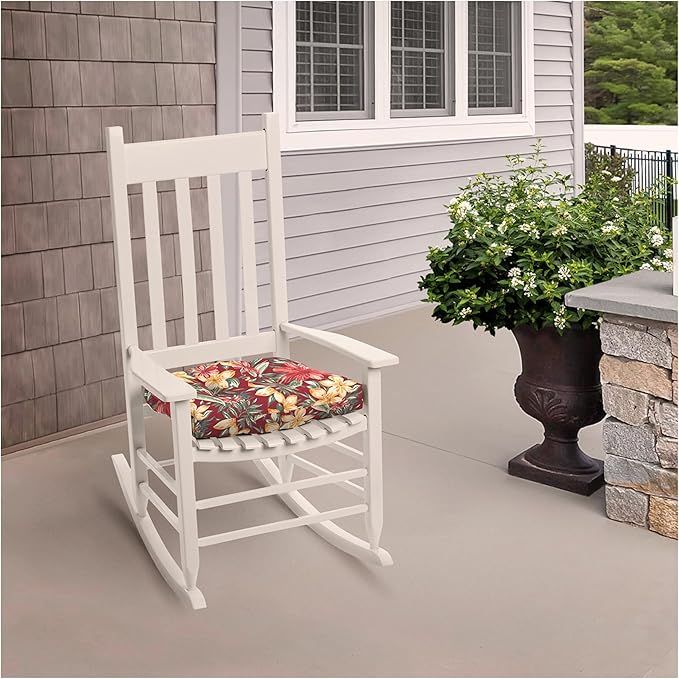 Arden Indoor/Outdoor Rocking Chair Or Wicker Chair Cushion, 2-Pack, 20 x 18, Water Repellent, Rain Proof, Fade Resistant Cushion for Rocking Or Rounded Back Chair Ruby Clarissa