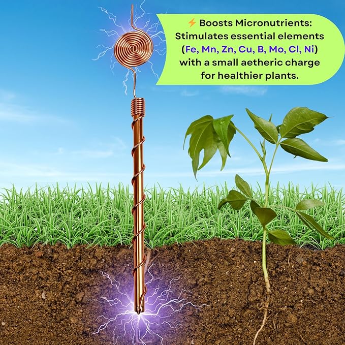 369 Spiral Copper Electroculture Antennas – 99.90% Pure Copper 369 Spirals for Organic Plant Growth, Soil Energy Boost & Root Development (4-Pack) – Eco-Friendly Gardening Tool