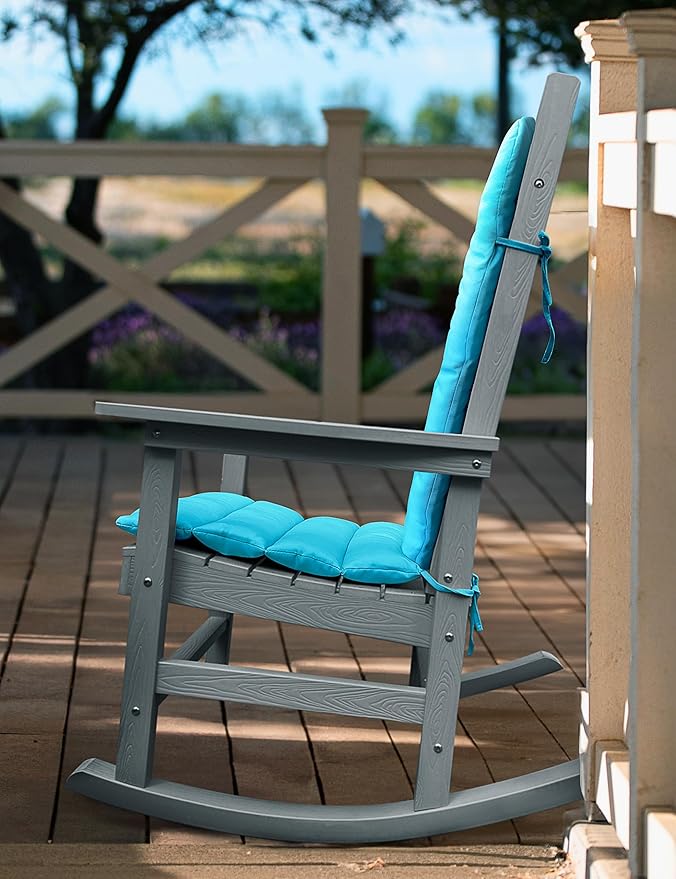 YEFU Adirondack Chair Cushion, Rocking Chair Cushions with Straps, Folding Patio Chair Pad for Indoor and Outdoor, 19.7x18.9x1.5 Inch, Aruba