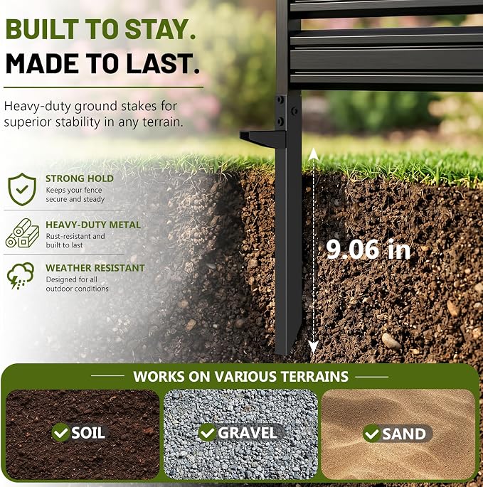 1 Panel No Dig Privacy Fence Screen, 60" H × 48" W Metal Outdoor Air Conditioner Fencing for AC Unit Cover, Hide Trash Bins, & Pool Equipment Enclosure, Decorative Garden, Patio & Backyard, Rustproof