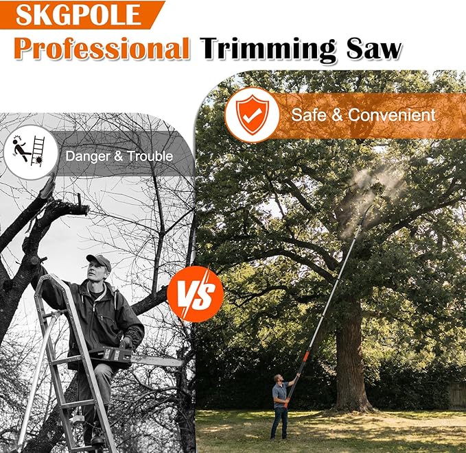 Buyplus 26FT Reach Pole Saws for Tree Trimming, Pole Saw with 5-20FT Telescoping Extension Pole, Pruning Saw with 24" 3X Detachable Saw, Non-Slip Handle, Tree Trimmer for Garden Yard Palms Shrubs