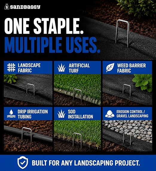 Sandbaggy 200-Pack 6 inch Landscape Staples - Great for Securing Landscape Fabric, Ground Cover or Drip Irrigation Tubing - Trusted by Farmers & Contractors Across USA