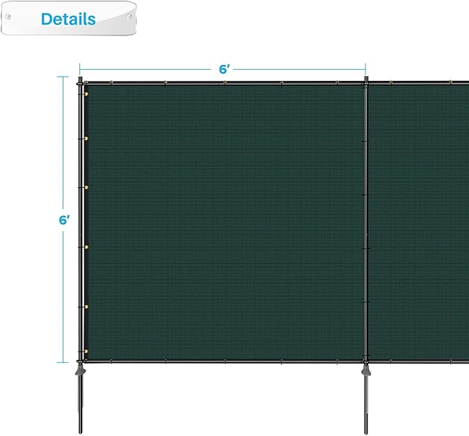 Patio 5' x 35' Outdoor Privacy Screen Freestanding Temporary Fence Panels Net Cover with Metal Poles for Outside Backyard Pool Garden Air Conditioner Fencing, Green