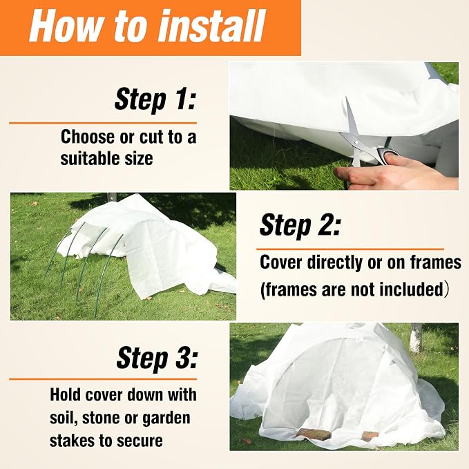 Gardzen Garden Hoops and 10ftx30ft Plant Covers for Winter Freeze Protection, 1.5oz Floating Row Covers, Frost Blankets for Outdoor Plants