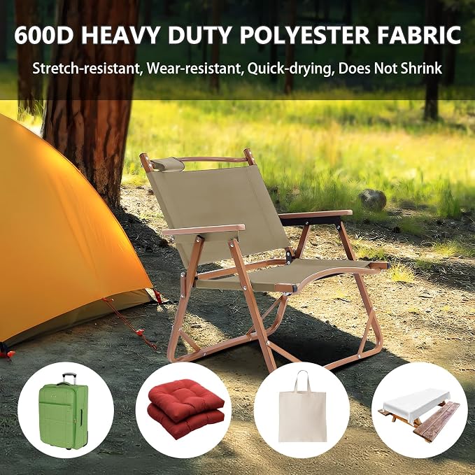 Waterproof Canvas Fabric by The Yard 58inch 600D Upholstery Material Polyester Fabric Outdoor Water Resistant Fabric for Sewing Chair Patio Cushion Purse Bag Interior, Pre Cut 3 Yard Khaki