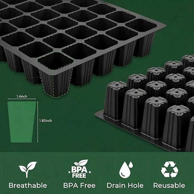 Gardzen 10-Set Garden Propagator Set, Seed Tray Kits with 400-Cell, Seed Starter Tray with Dome and Base 15" x 9" (40-Cell Per Tray)