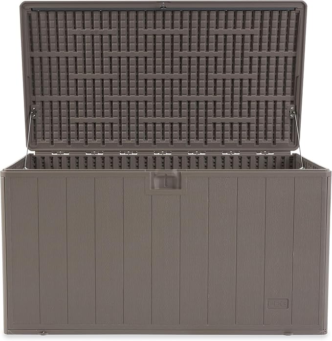 Plastic Development Group Outdoor Storage Deck Box, Soft Closure, 130 Gallon, Driftwood