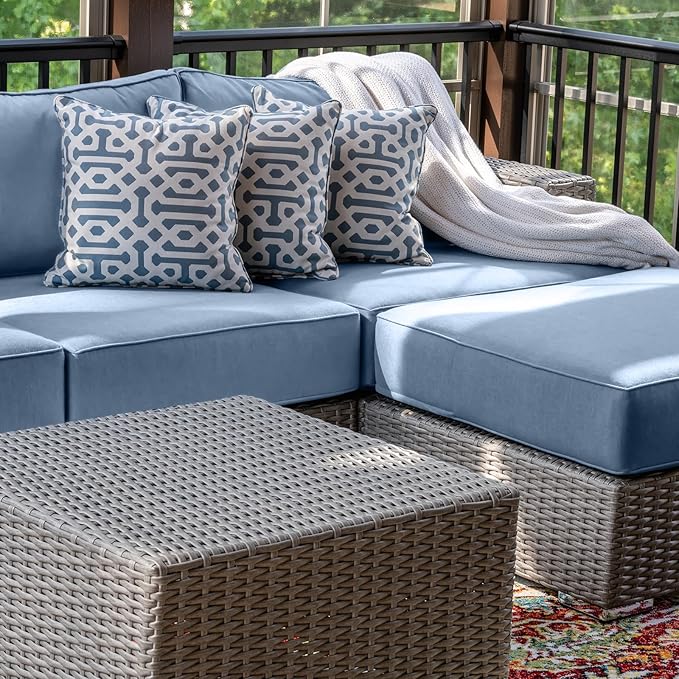 9 Piece Outdoor Patio Waterproof Cushion Covers, Fits 4-Seat Wicker Rattan Sectional Couch Chair Furniture Cover Replacement Set - Fade-Resistant Patio Cushion Covers with Zipper