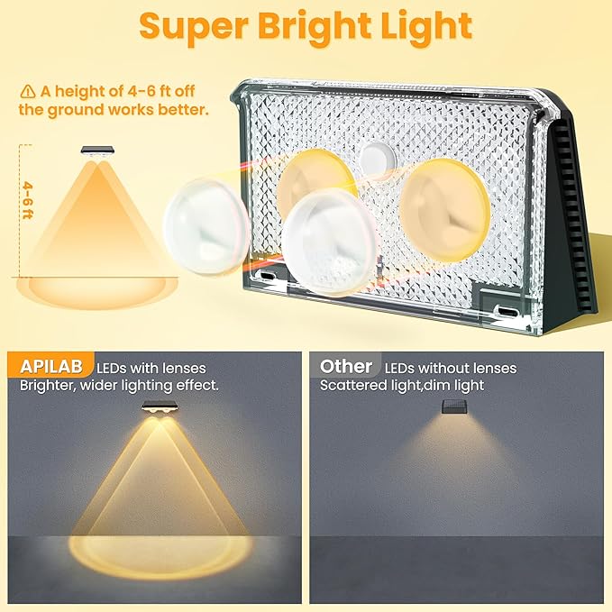 Solar Fence Lights Outdoor 8 Pack - 3 Modes (Warm/Neutral/Cool White), Fence Lights Solar Powered for Outside, IP65 Waterproof, Deck Lighting for Wall, Step, Patio, Pathway, Stairs