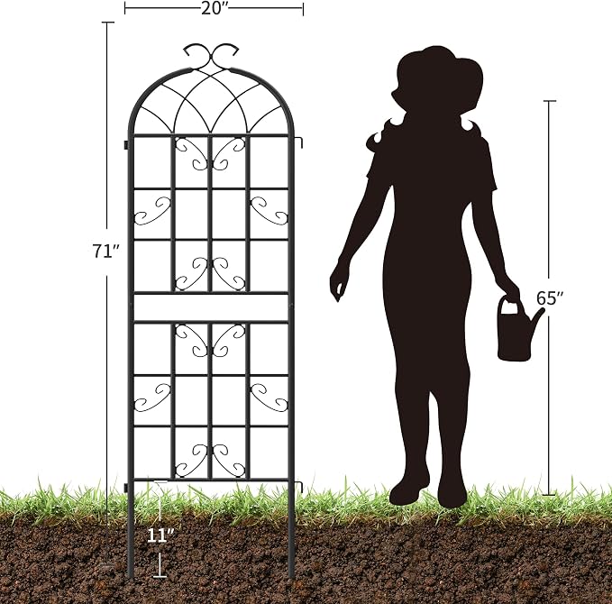 4 Pack Garden Trellis for Climbing Plants Outdoor, 71" H x 20" W Rustproof Iron Plant Support for Rose, Vine, Cucumber, Decorative Scrollwork Clematis Trellis for Yard, Lawn Patio or Wall Decor
