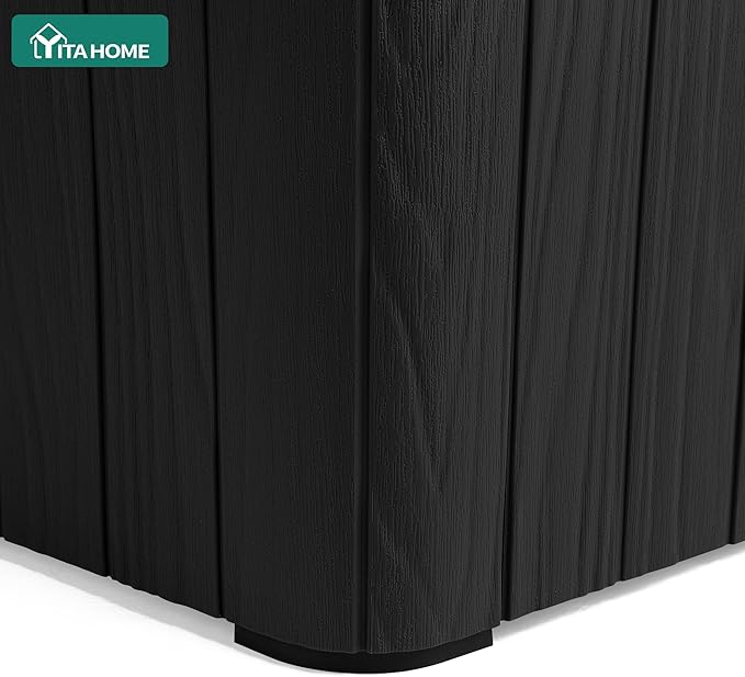 YITAHOME 11.5 Gallon Outdoor Side Table with Storage Small End Table for Coffee, Patio Decor,Cushions(Black)