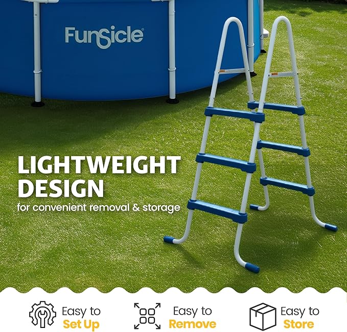 Funsicle 36" SureStep Pool Ladder, for Above Ground Swimming Pools, Blue & White