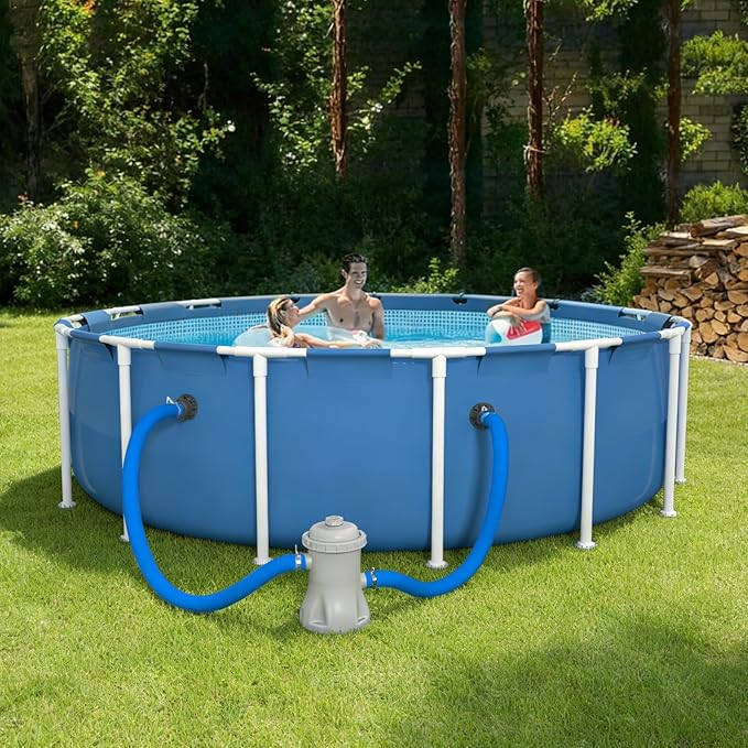 Poolvio Pool Hoses for Above Ground Pools 1.25" Diameter x 59" Long, 3-Pack, Heavy Duty UV Resistant & Leak-Proof Pool Pump Hoses with 6 Metal Thumb Clamps, Fits Intex Filter Pump 607/637
