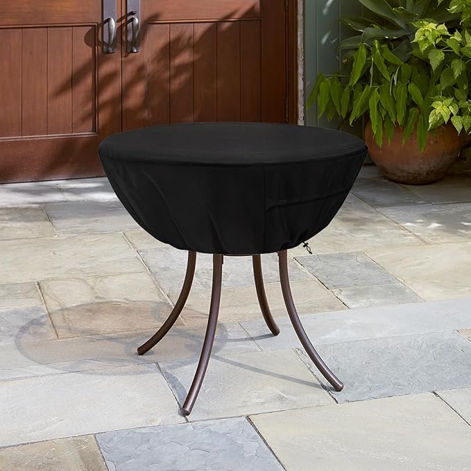 Round Patio Table Cover,Suitable for 36 Inch Diameter Patio Round Table,Waterproof Heavy Duty Round Outdoor Coffee Table Cover,Black