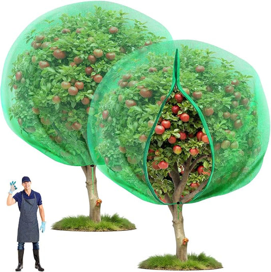 Fanfanwin 2 Packs 15 x 15 ft Large Fruit Tree Netting Bags with Zipper and Drawstring Squirrels Cicada Netting for Trees Insect Bird Plant Cover for Fruit Trees Net Protection