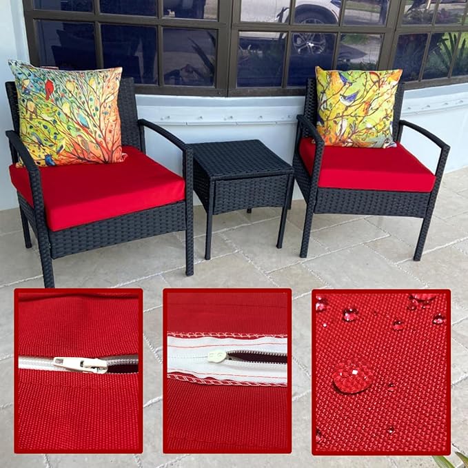 FLYMEI Patio Cushion Covers 21x19x3 Waterproof Outdoor Cushion Cover Replacement 4Packs Outdoor Seat Cushion Slipcover for Rattan Chair Sofa, Red