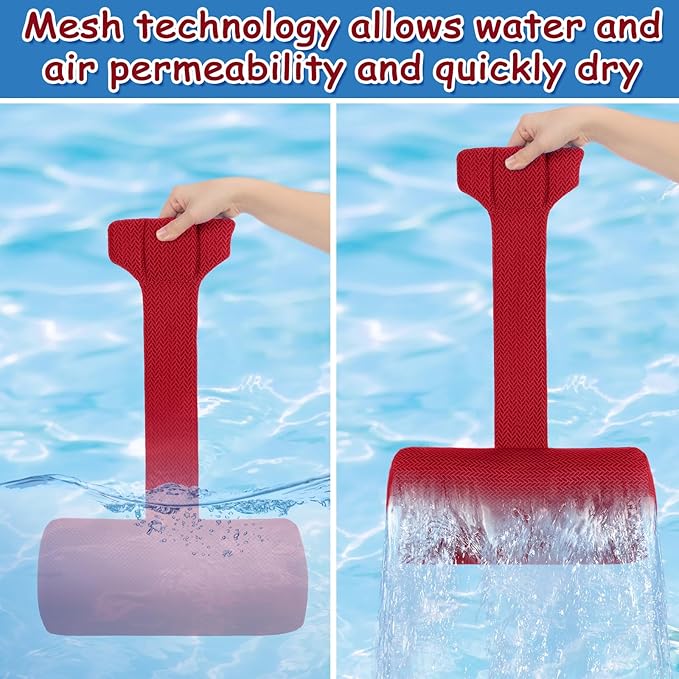 Kigley 2 Pcs Chaise Lounge Headrest Pillow for Patio Outdoor Pool Headrest Pillow Quick Drying Lounger Supplies for Adult with Non Slip Weighted Tail(Burgundy)