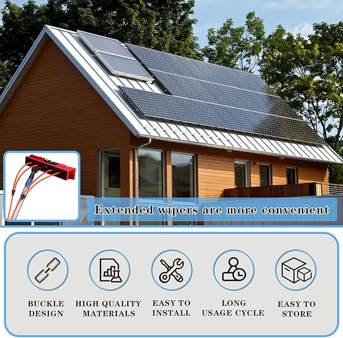 40FT Water Fed Pole Kit Adjustable Solar Panel Cleaning Kit Cleaner Tool for Window Glass Roof Outdoor Glass Brush Window Washing Equipment (40FT)