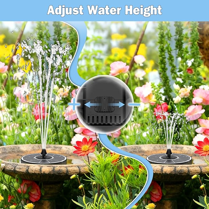 Yzert Solar Fountain with 2000mah Battery & Rotating Rods, Works in Shadow, 3-Level Adjustable Water Height, 7 Nozzles, 3.5W 2026 Glass Outdoor Fountain Pump for Bird Bath, Garden, Pond - White