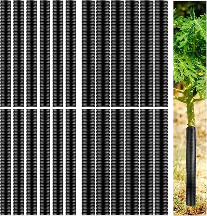 GRETJOB 24 Pcs Tree Trunk Protector Guard, 2 Size Sapling Tree Protector from Deer, Tree Bark Protectors Guard Tube Wraps to Protect Bark, Sapling from Rodents, Mowers, Animals (15.7 x 2, 15.7 x 1.6)