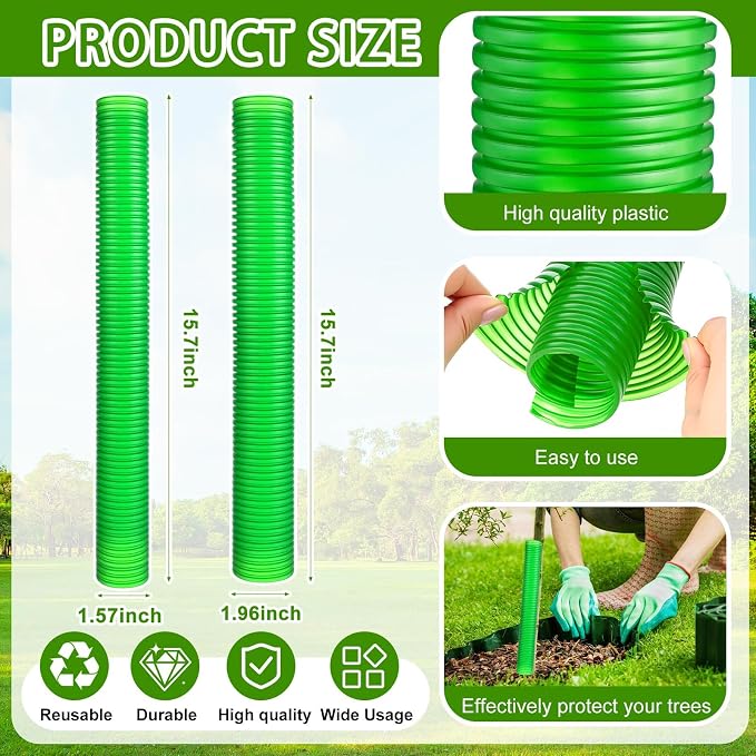 Menkxi 20 Pcs Corrugated Tree Guards Tubes Plastic Saplings Tree Trunk Protectors Wraps to Protect Bark from Deer, Sapling from Rodents, Mowers, Animals(15.7 x 2, 15.7 x 1.5)