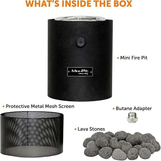 Flame King Mini Tabletop Fire Pit, Dual Fuel Propane and Butane, Smokeless Odorless Flame, Portable Great for Outdoor