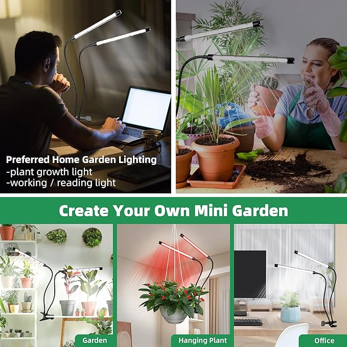 EWPJDK Grow Light 6500K Full Spectrum Plant Grow Lights 84 LED Plant Light with Clip Grow Lamp for Indoor Plants Growing Lamps（2PCS）