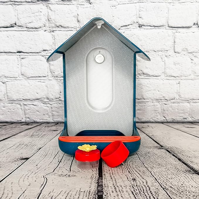 Hummingbird Cup Holder for Bird Buddy – Fits 1.5” Feeder Cups – Durable PETG Plastic – Easy Installation (Red, Cup Holder + Feeder Cup)