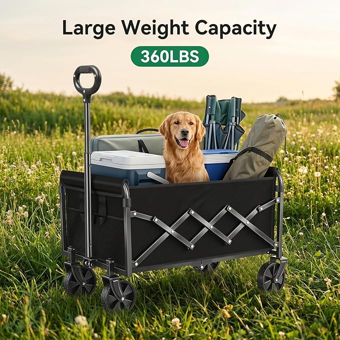Wagons Carts Foldable - Portable Folding Collapsible Wagons with Wheels - Heavy Duty Utility Carts for Groceries, Shopping, Camping, Sports, Garden，Beach