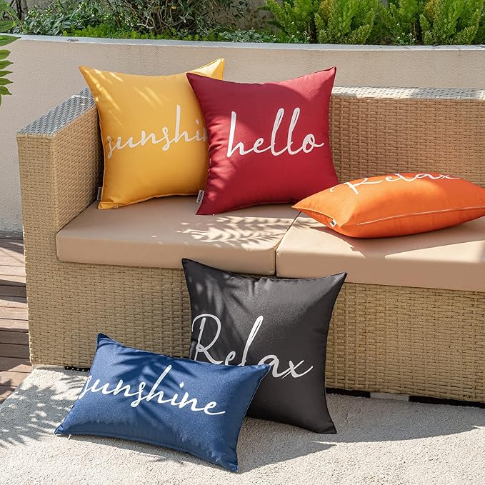 MIULEE Outdoor Waterproof Throw Pillow Covers Set of 2 Relax Decorative Outdoor Square Pillowcases for Chair Patio Garden Couch Tent Balcony Sofa Black 18x18 Inch
