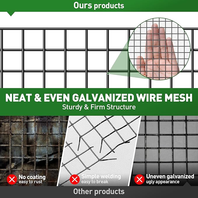 Rengue Black Hardware Cloth 1/2 Inch 48" x 100' 19 Gauge, PVC Coating Wire Fence Rolls Vinyl Coated Welded Chicken Wire Mesh for Poultry Netting Cage Fence, Tree Guard Rolls, Chicken Coop
