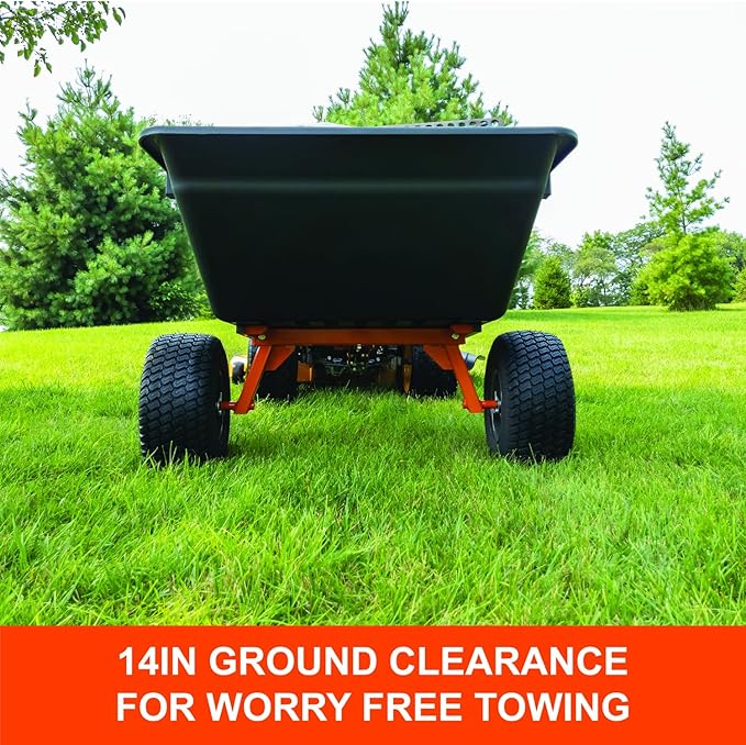 Agri-Fab Tow Behind Poly Dump Swivel Cart for ATV, UTV and Riding Lawn Mowers, 1000 lb Capacity, 17 Cu Ft Utility Trailer