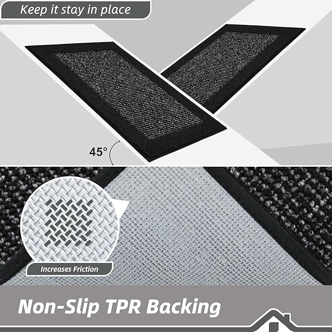 BEQHAUSE Indoor Door Mat 24" x 60", Dirt Trapper Door Mats Non-Slip Entryway Rugs Washable, Resist Dirt Absorbent Welcome Mat, Low Profile Floor Mats for Front Back Door and Entryway, Black