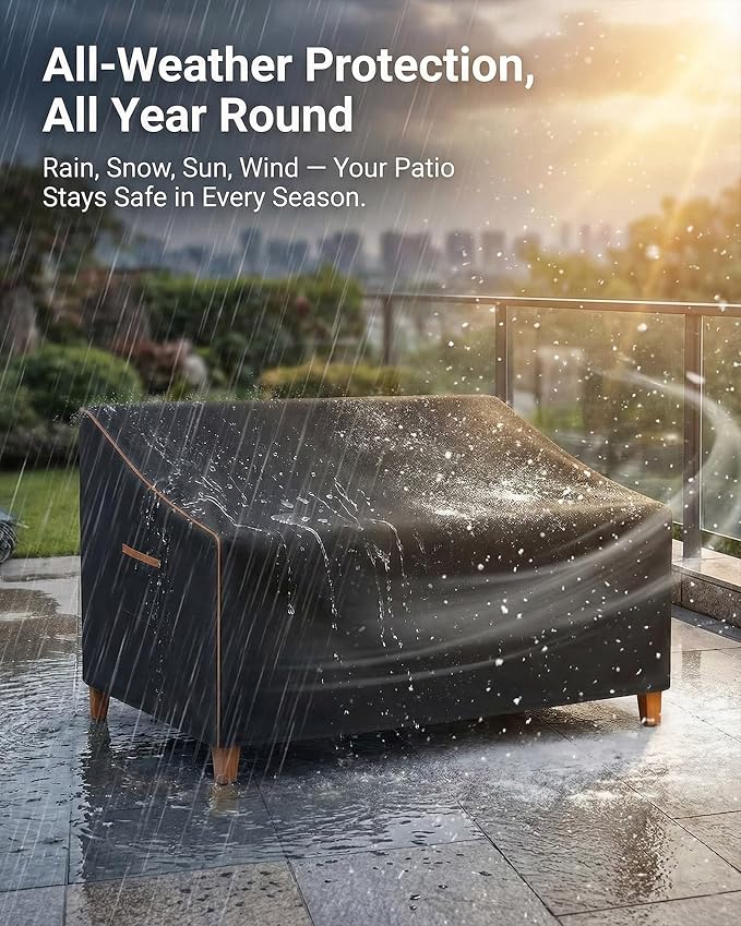 Outdoor Sofa Cover, Waterproof Patio Furniture Cover 60W x 36D x 33H inches Heavy Duty 600D Oxford Fabric Black