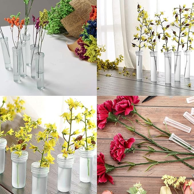 Floral Water Tubes/Vials for Flower Arrangements, Rose Flower Water Tubes Aqua Picks, Clear Plastic Rose Water Tubes with Picks, Floral Water Tubes Stems Picks (2.8" x 0.7") (300)