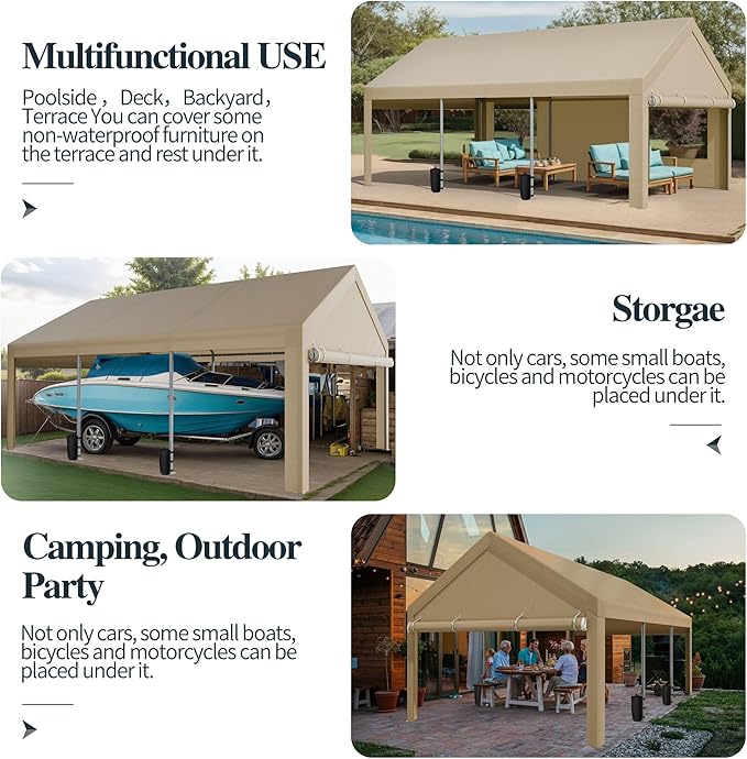 Shintenchi Portable Garage Canopy,10x20 FT Heavy-Duty Design Carport,Carport Canopy