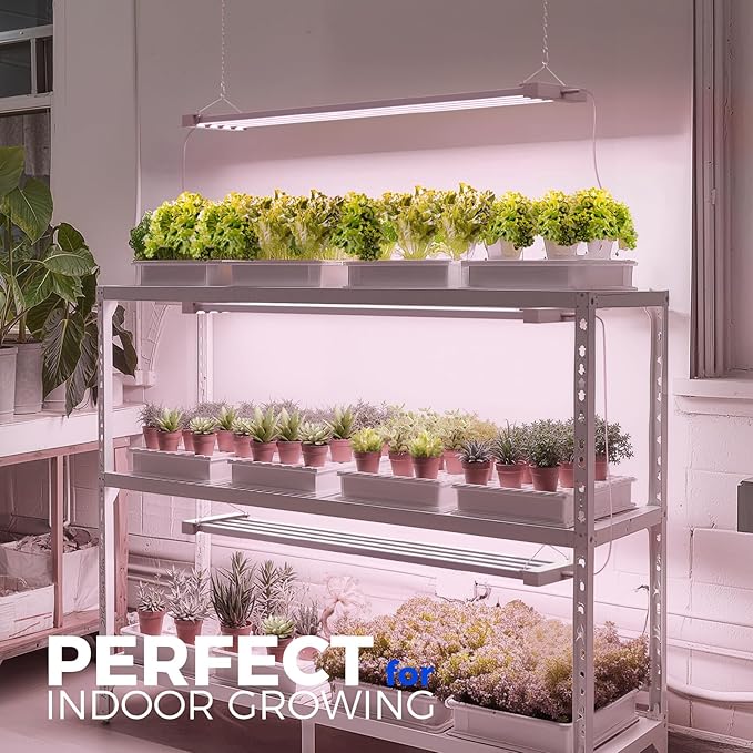 Barrina TX-L63 3FT LED Grow Light, 63W, 4 Panels Wider Coverage, Full Spectrum, High PPFD, Super Bright, Linkable, Hanging Fixture, Plant Stand with Grow Light for Indoor, Vegetable, Seeding, 1 Pack