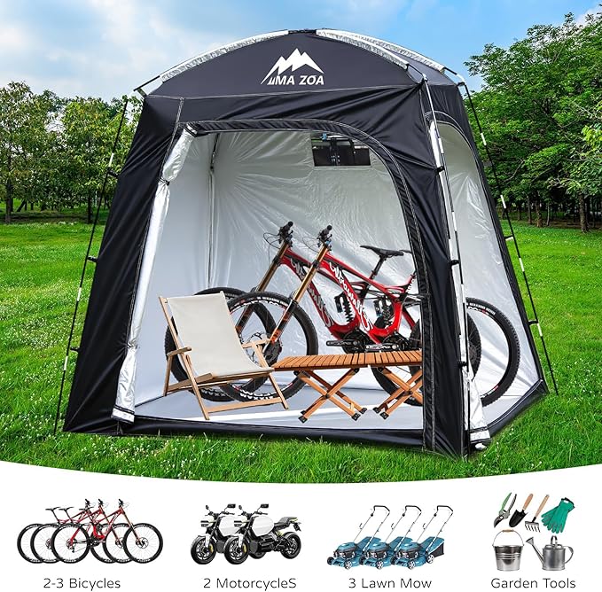 Bike Cover Storage Tent, Outdoor Portable Storage Tent, 210D Oxford Fabric PU4000 Waterproof for 2-4 Bikes, Shelter for Motorcycle, Garden Tools, Toys, Lawn Mower
