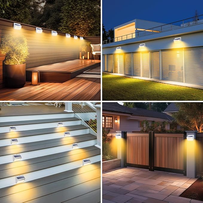 Peasur Solar Outdoor Lights, [8 Packs] Motion Sensor Security Lights with 3 Lighting Modes Wall Lights Waterproof Solar Powered Lights for Garden Yard,White Warm