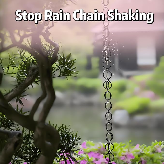 Rain Chain Anchor Stake for Copper Gutter Chains, 30'' Powder Coated Iron Downspout Chains Anchoring, Universal Fit Outside Rain Catcher System Accessories, Replacement for Basin and Barrel in Summer.