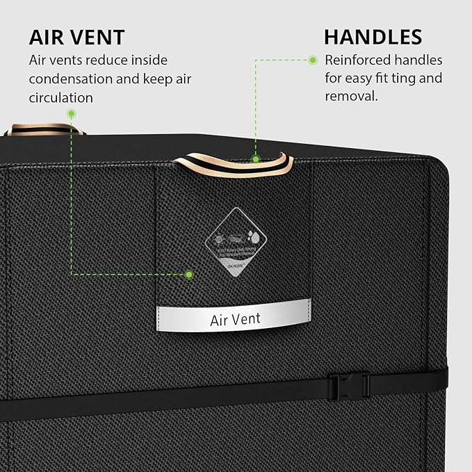 QH.HOME Waterproof Generator Cover 38x28x30 inch ,900D Heavy Duty Oxford with Secure Windproof Buckle- for Most Generators 5500-15000 Watt, Black