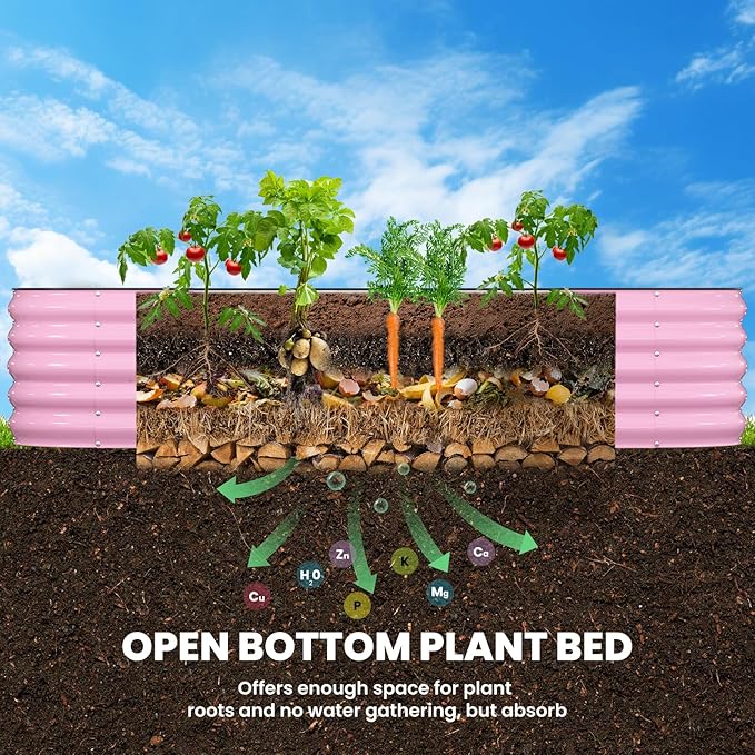Pattiumo Galvanized Raised Garden Bed 8x2x1.5 FT, Oval Metal Raised Garden Bed Outdoor Planter Box with Open Bottom, Rust-Resistant Steel Garden Bed for Vegetables Herbs Flowers, Easy Assembly