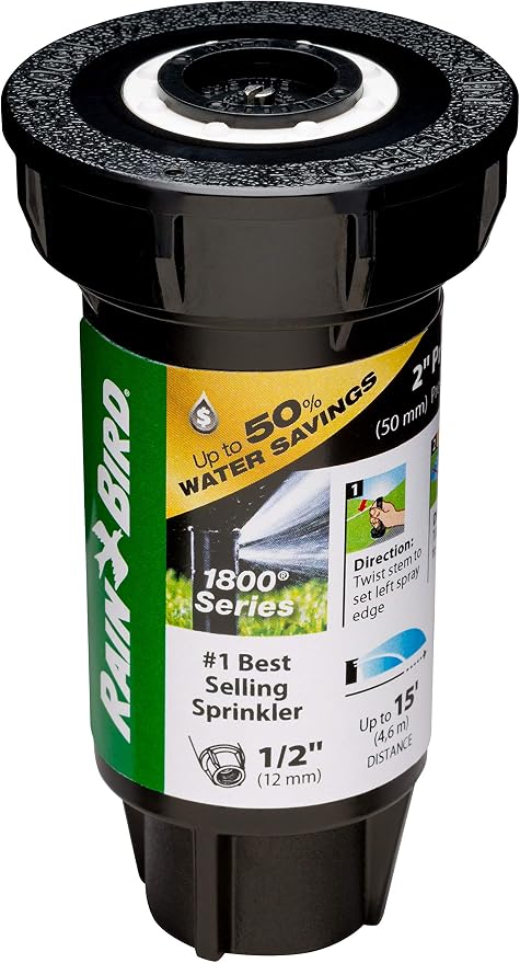 Rain Bird 1802QDSPRS Pressure Regulating (PRS) Professional Dual Spray Pop-Up Sprinkler, 90° Quarter Circle Pattern, 8' - 15' Spray Distance, 2" Pop-up Height