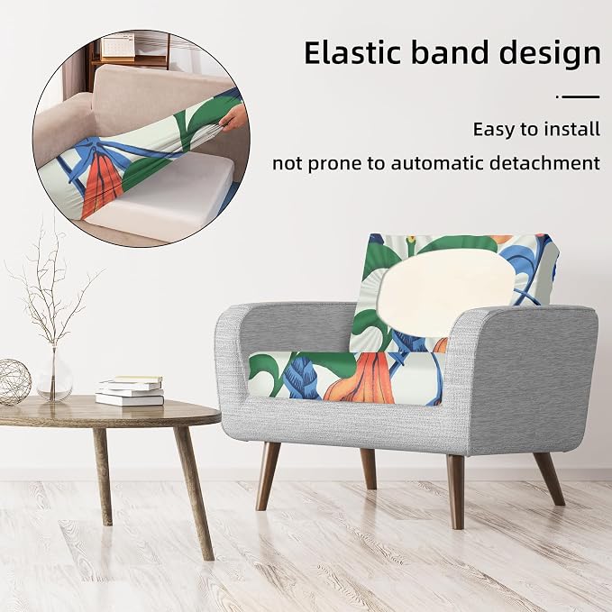 BIETYONE 8Pcs Stretch Patio Cushion Covers, Outdoor Couch Covers Replacement,Outdoor Couch & Sofa Slipcovers,for Patio Furniture Cushion Covers,Washable Reusable Furniture Protector (Print,Cover Only)