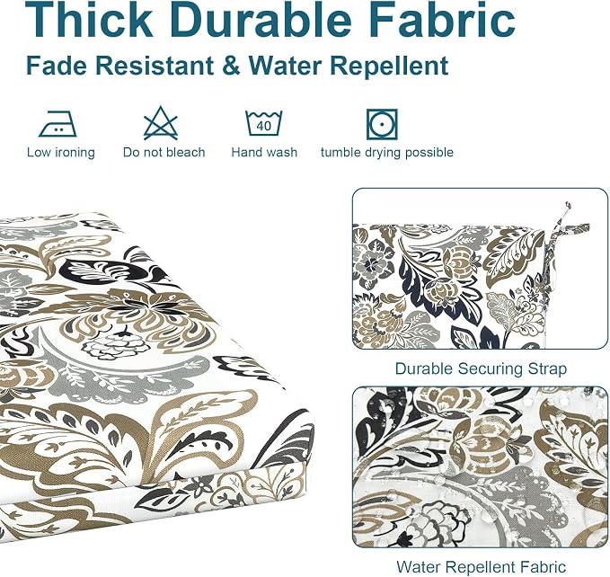DYTXIII Set of 2 Outdoor Chair Cushions, Water Resistant 18.5"x16"x2" Square Seat Cushion for Patio Dining Chairs, High-Density Replacement Pads for Indoor Outdoor Furniture - Dailey Tan