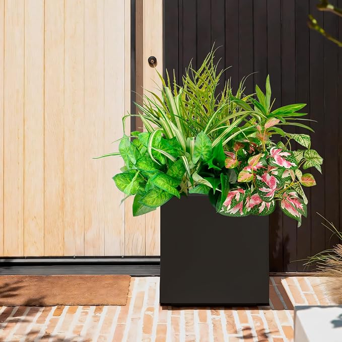 Artificial Plants Outdoor Greenery Stems, 11PCS Faux Greenery Bushes UV Resistant Plastic Shrubs with Real Touch Flexible Leaves, Fake Plants for Planter Garden Patio Porch Window Box Fence Yard Decor