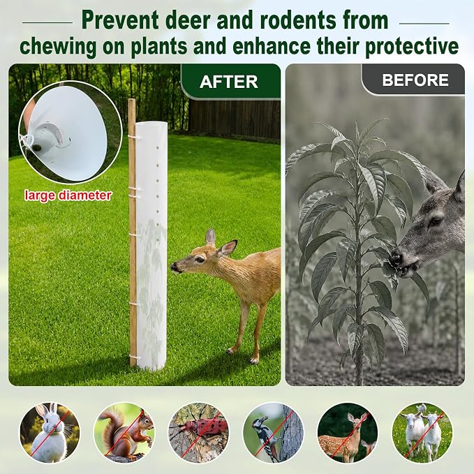 10 Pack 48 inch Tree Grow Tubes for Saplings, Thicked PE Standard Vented Seedling Protector, UV Resistant Tree Shelter, Tree Trunk Protector with 100 Releasable Zip Ties for Against Deer Rodent | Thicked PE，Standard Vented ，UV Resistant